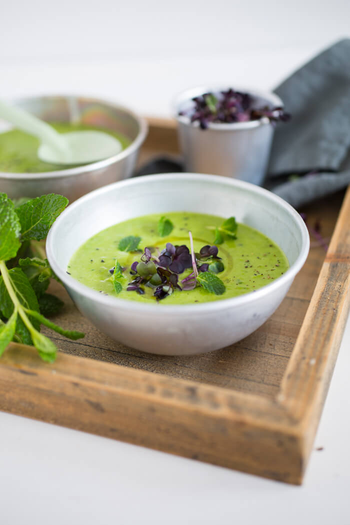 Green Pea soup with microgreens