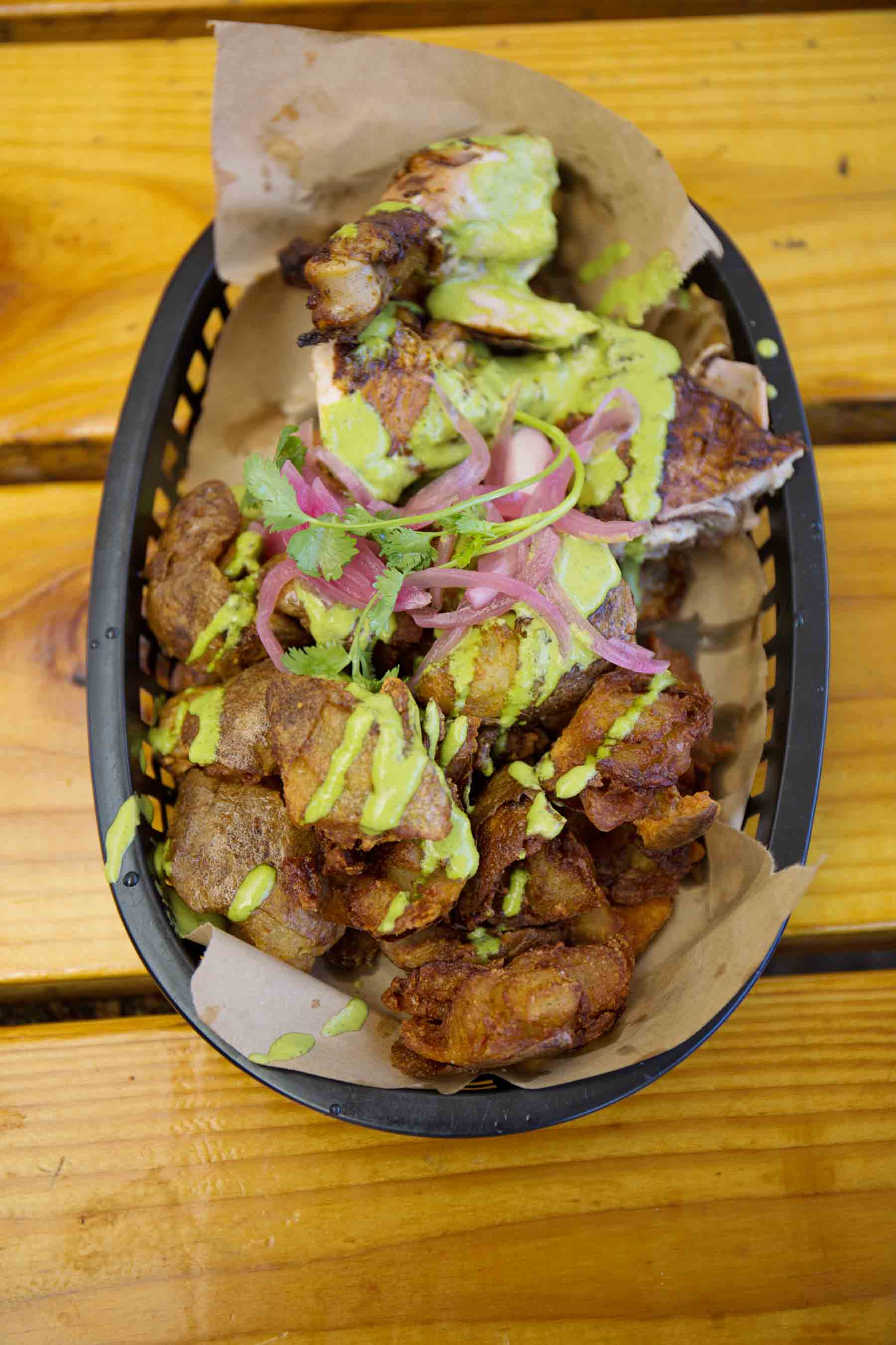 Fried potatoes with guacamole