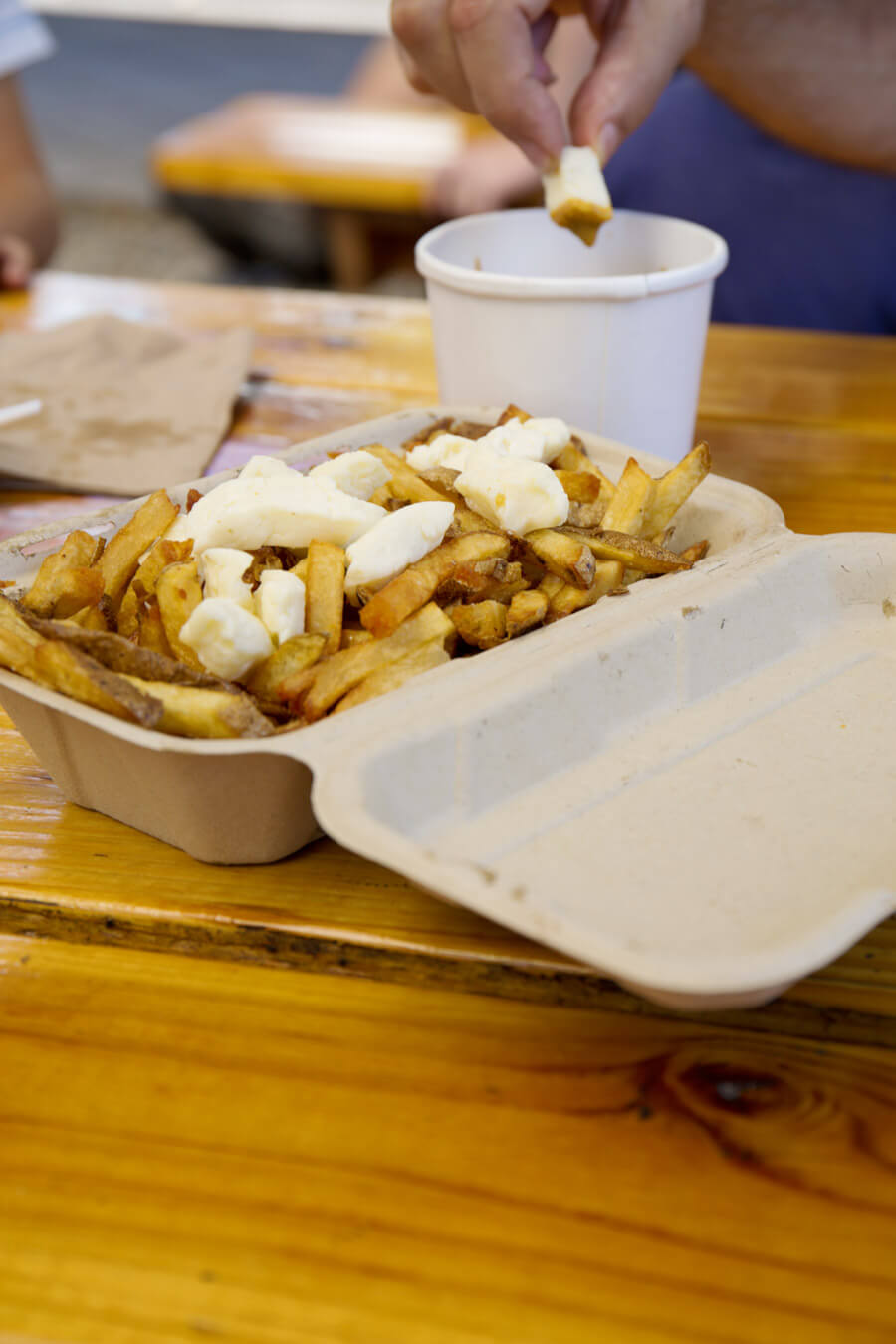 Fries with halloumi and saté-sauce